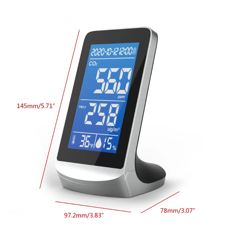 

DM72D 4.3" Display Screen Air Quality Monitor Detector CO2 Meter Monitor Carbon Dioxide Sensor Temperature Humidity Detect PM2.5
