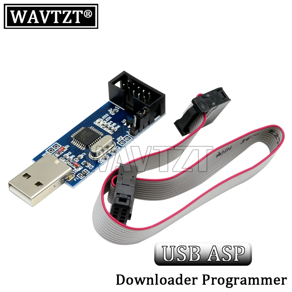 WAVTZT USBASP USBISP AVR программатор USB ATMEGA8 ATMEGA128 ATtiny/CAN/PWM 10-контактный проводной модуль DIY +