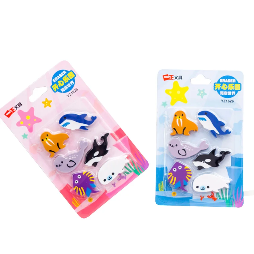 6 шт./компл. счастливый рай подводный мир морская ластик в форме животных комплект