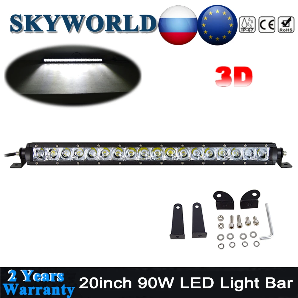 

20" Single Row LED Bar 90W Spotlight Driving Light Bar for Jeep Uaz Truck Trailer Niva Lada Offroad 4x4 4WD ATV Boat Lamp