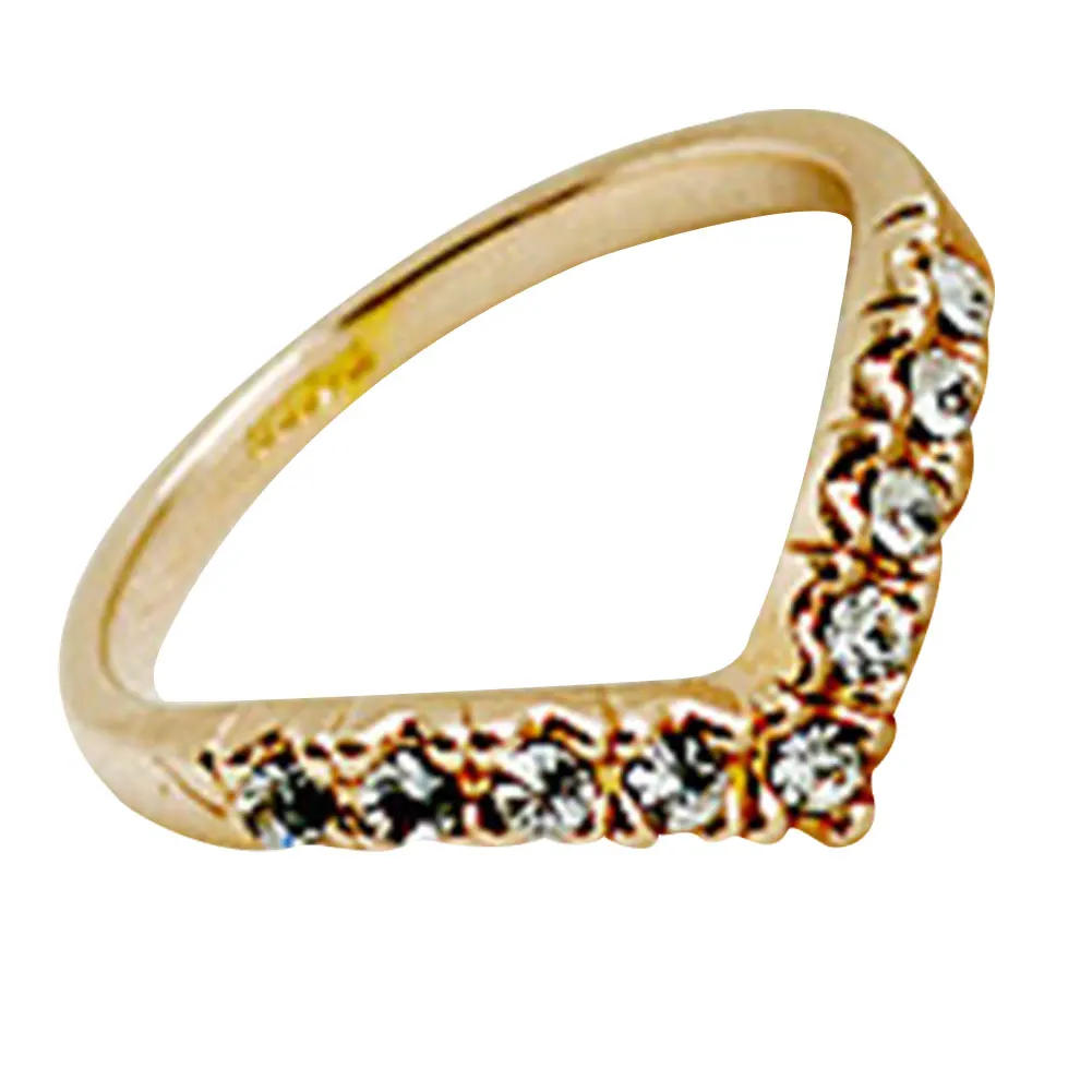 

1PC Classic V-Unique Design Paragraph Rhinestone Pinky Ring Jewelry Rings for Girl Wedding Jewelry Accessories Gift New Fashion