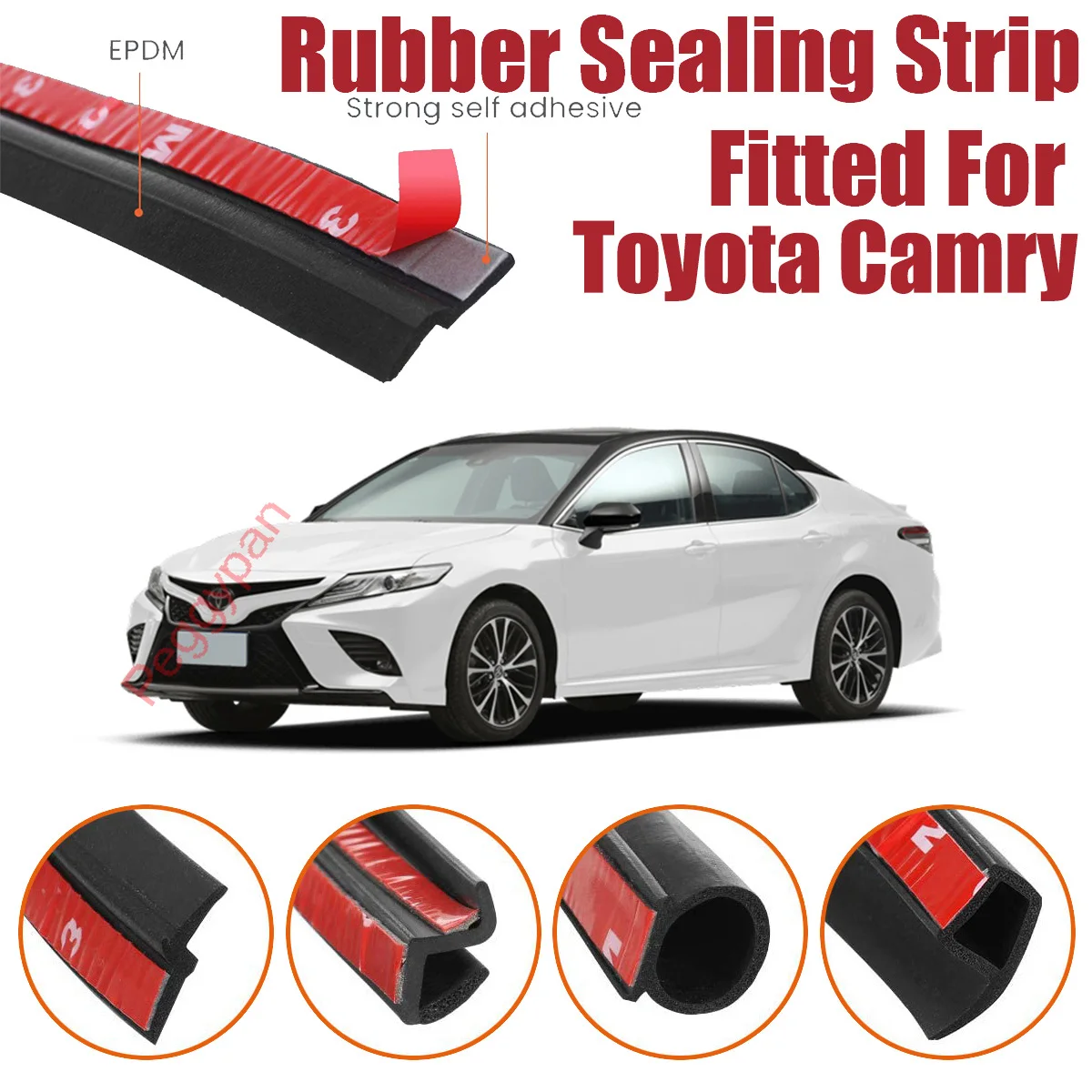 Door Seal Strip Kit Self Adhesive Window Engine Cover Soundproof Rubber Weather Draft Wind Noise Reduction For Toyota Camry