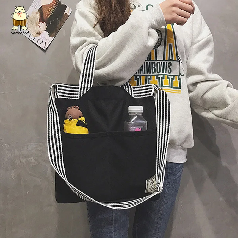 Женская Холщовая Сумка Beibaobao Повседневная модная сумка с двумя карманами в