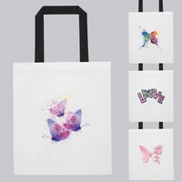 fashion canvas bag women shopping bag color butterfly pattern printing series ladies shoulder bag white folding handbag tote bag