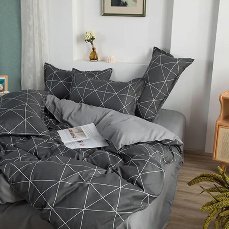 

Black Geometric Duvet Cover 3pcs Quilt Cover Pillowcases Bedding Set Queen King Size Comforter Cover Single Double Bedclothes