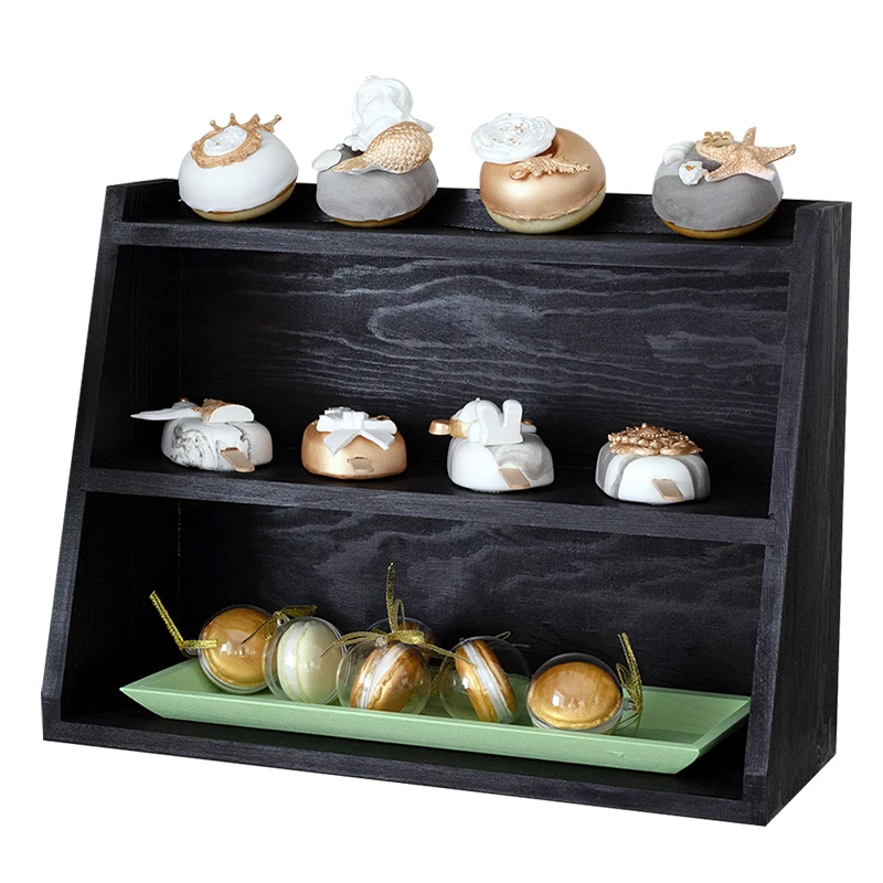 Зеленые и черные деревянные стеллажи для хранения серии динозавров декорирующие