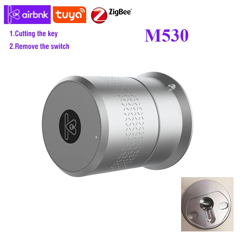 

Airbnk M530 TUYA Smart Lock Fingerprint Smart Home Remote Control Wifi Wireless Lock Original Cylinder cut key/remove switch