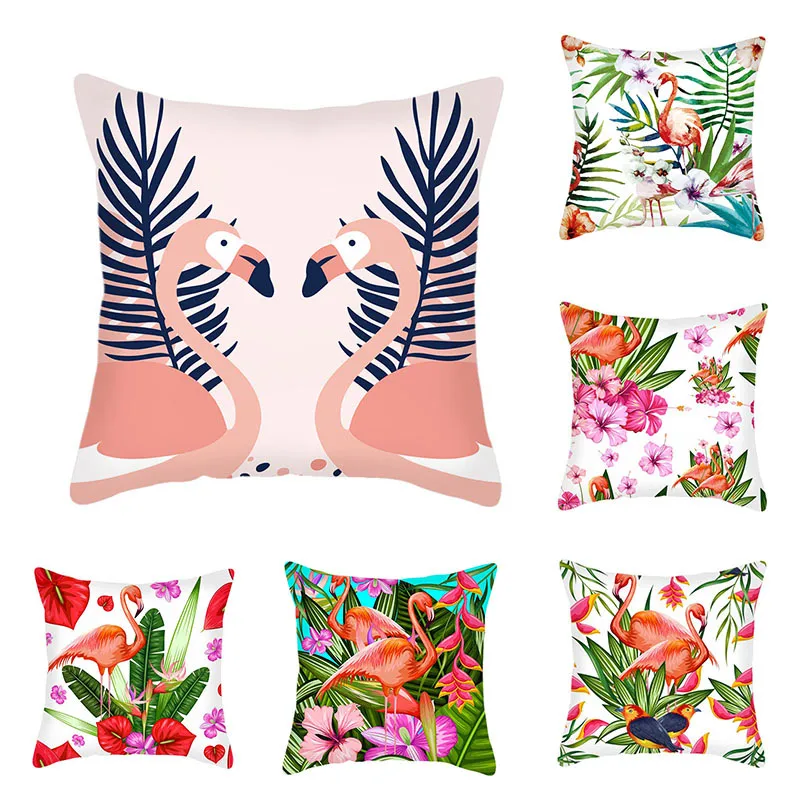 

Cushion Cover Flamingo Printed Pillowcase Throw Pillow Case for Sofa Car Livingroom Home Decor Pillow Decorative 45*45cm/pc