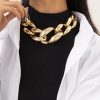 2021 punk ccb womens chunky necklace golden exaggerated large necklace collar link necklace jewelry gift wholesale