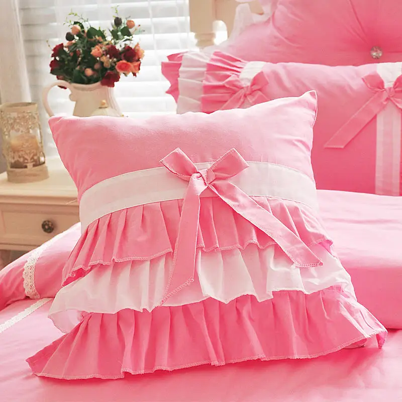 Комплект постельного белья принцессы хлопок 4/7 шт. розовое постельное белье для