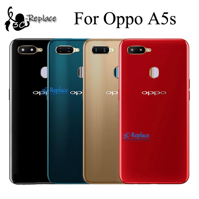Красный/черный/золотой/зеленый 6," для OPPO A5S CPH1909/AX5S CPH1920 задняя крышка батарейного отсека, корпус, чехол, заднее стекло со стеклом для камеры