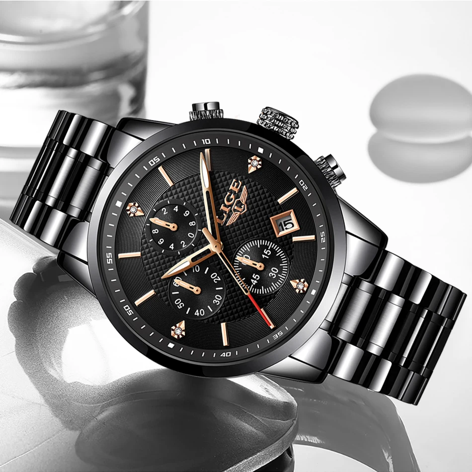 LIGE новые мужские часы модные спортивные кварцевые люксовый бренд полностью