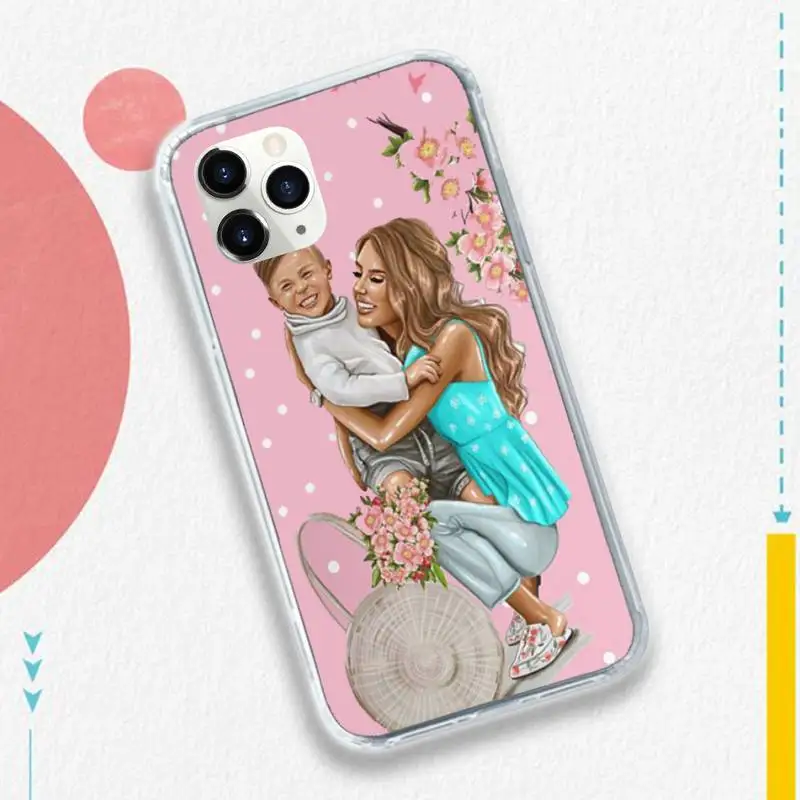 

Baby mother cartoon pink fashion Phone Case for iPhone 11 12 pro XS MAX 8 7 6 6S Plus X 5S SE 2020 XR