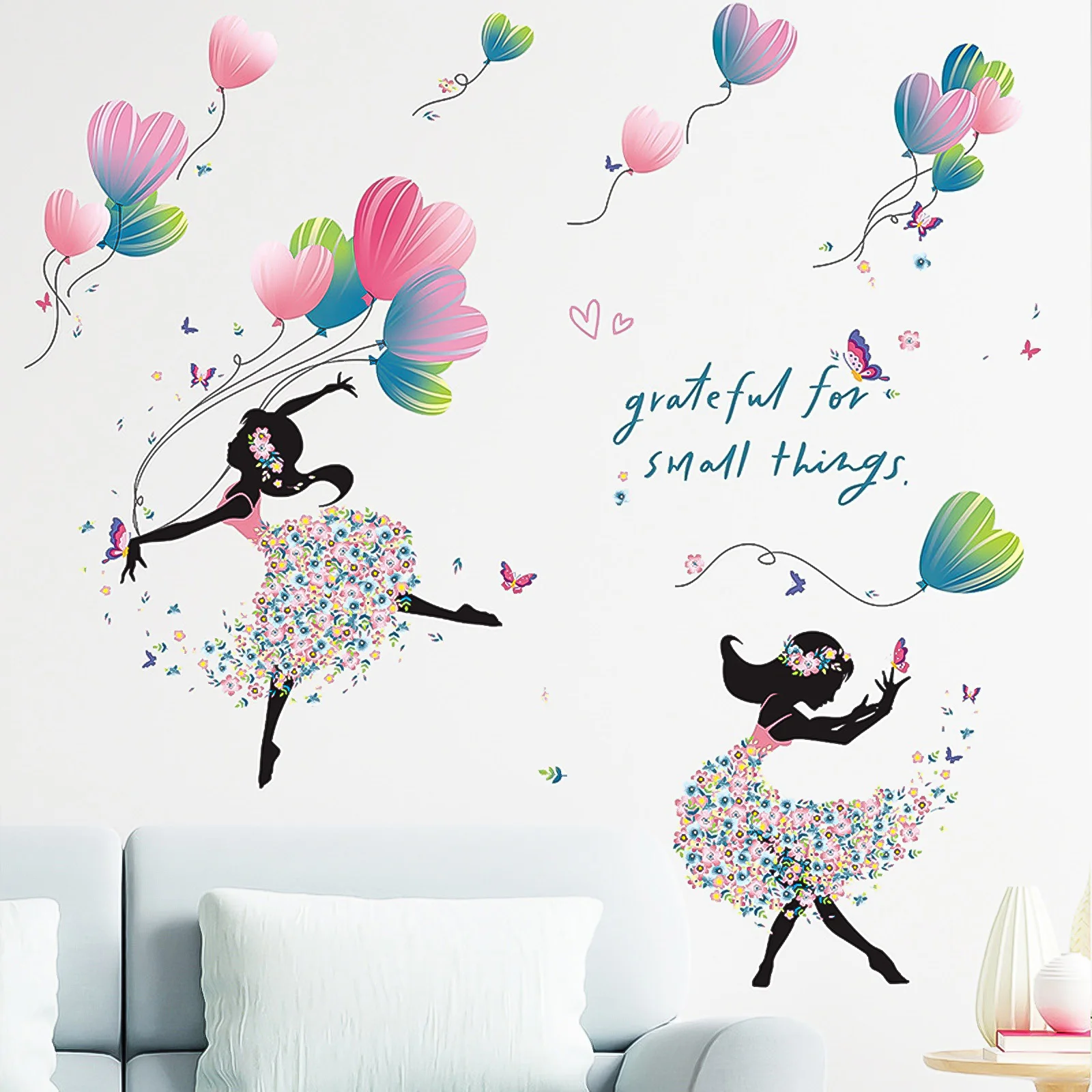 

Butterflies Wall StickersDancing Girl Wall Stickers PVC Waterproof Decorative Sticker Set Fairy Flowers For Living Room