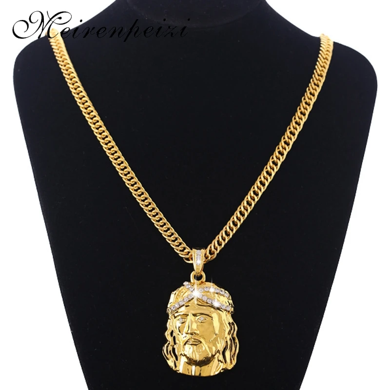 

2022 factory supply large fashion hip hop Jesus necklace men's gold necklace wholesale