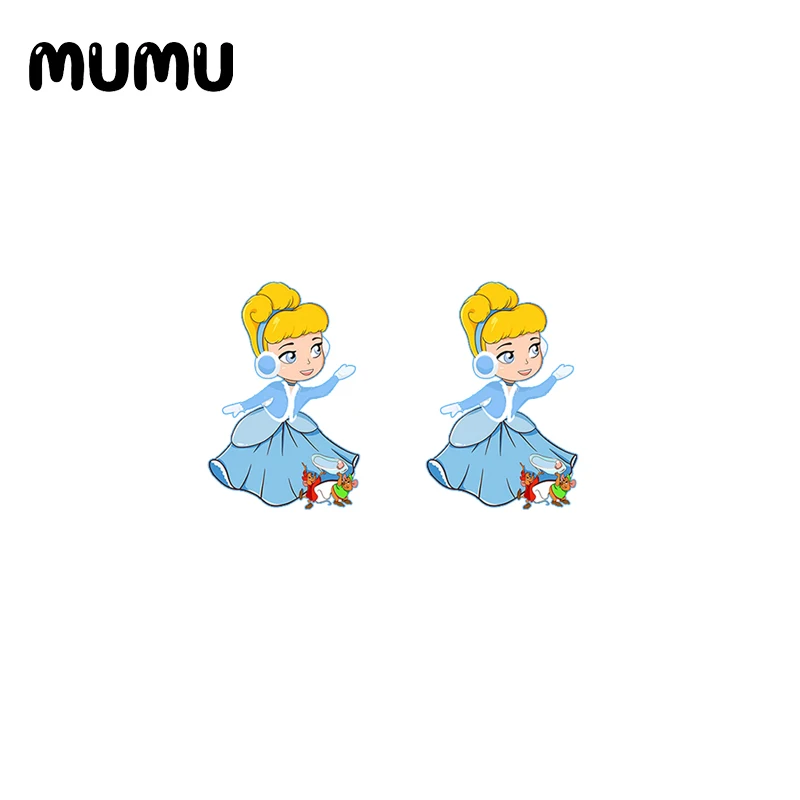 2021 новые рождественские серьги-гвоздики принцессы Золушка Ариэль эпоксидная