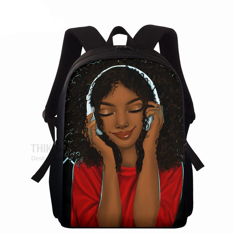 Школьные ранцы для девочек-подростков, черные детские рюкзаки для книг с африканскими и американскими персонажами, большой школьный ранец ...