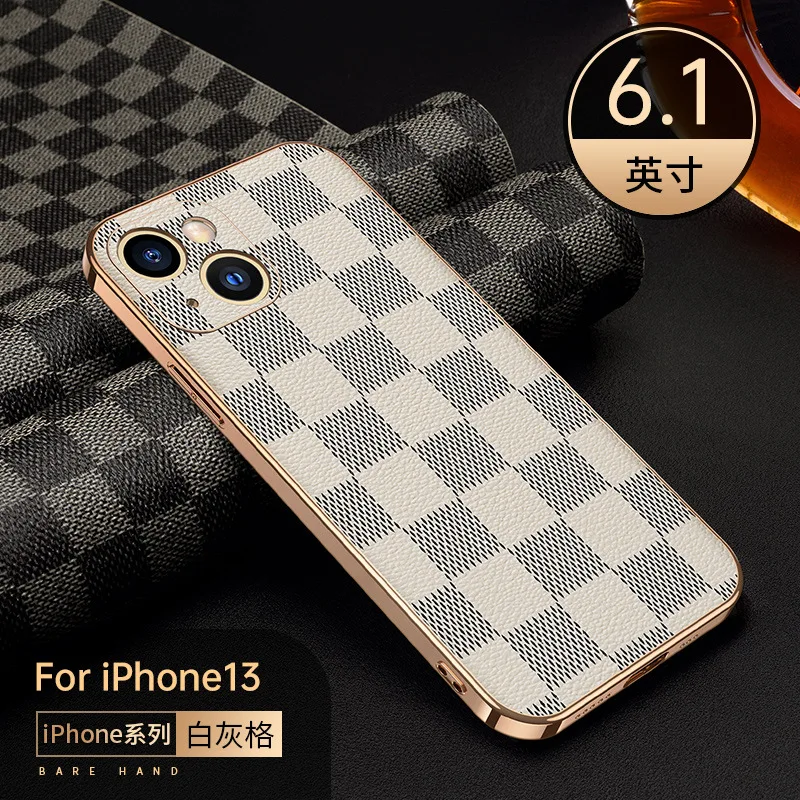 Funda protectora de cuero genuino para tel&eacute;fono m&oacute;vil Iphone, carcasa de lujo de cuero de vaca, a la moda, para modelos 13, 12, 12pro, 13pro, Max-2