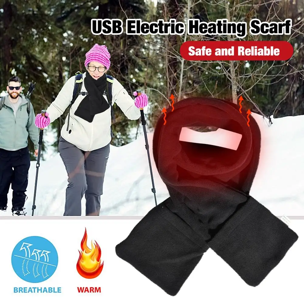 

160*16CM Heated Scarf USB Electric Heated Neck Wrap Cold-proof Heating Long Scarf With Heating Pad