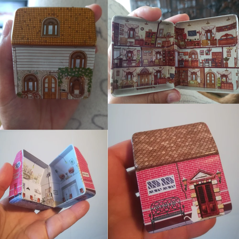 wedding party gift box vintage case house shape mini gift package tin box candy baking cookies biscuit case decorations for home free global shipping