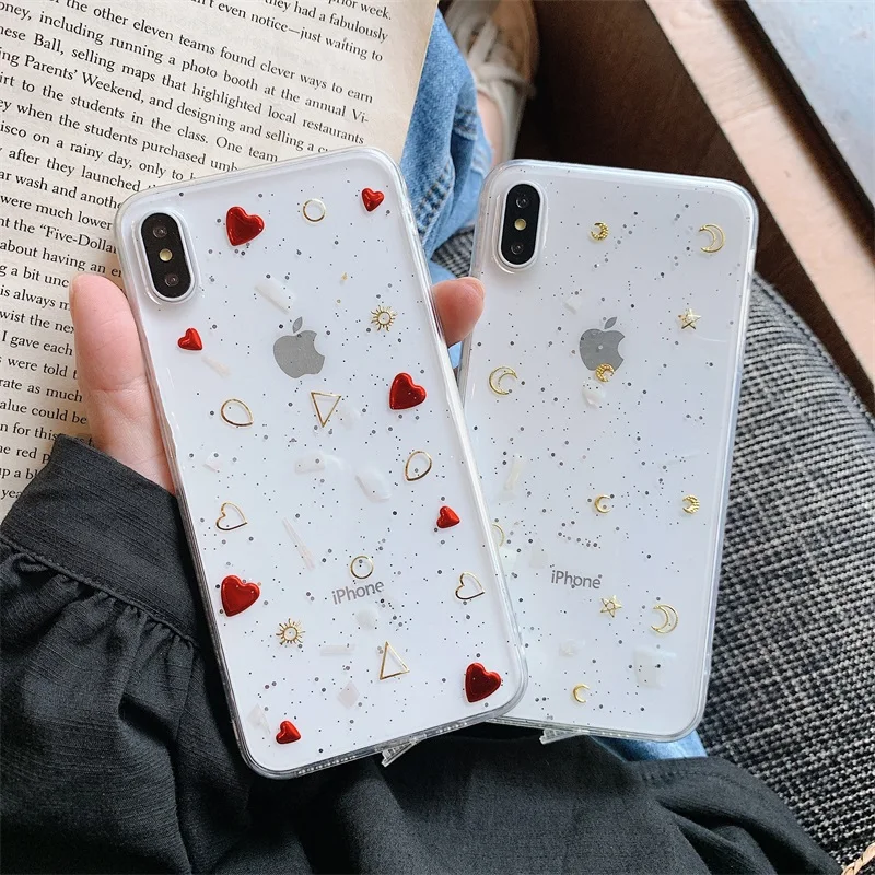 Милый лазерный чехол для телефона с сердечком iphone 11 Pro X XR XS Max 6 6S 7 8 plus Роскошный