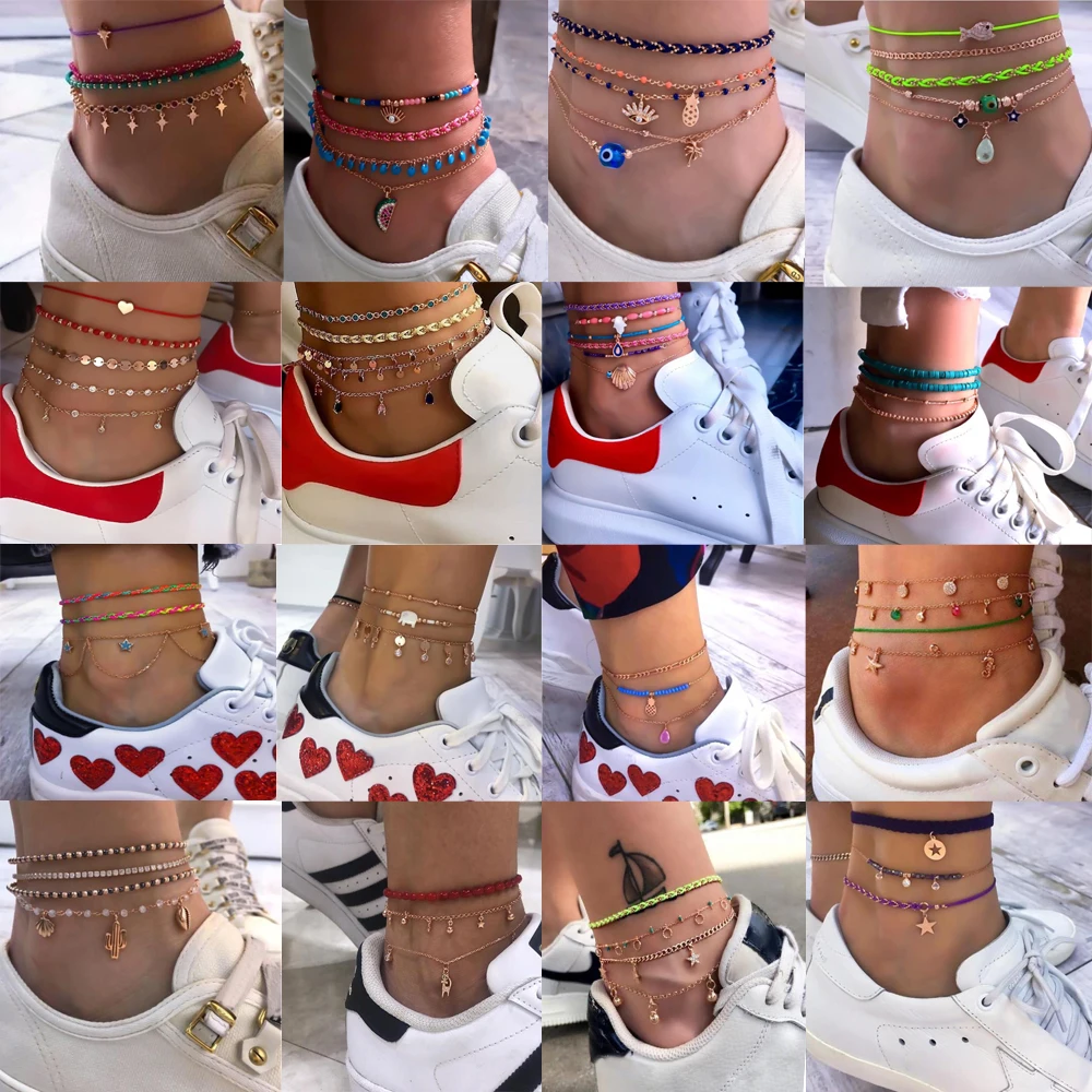 Docona подвеска с голубым злом и синим цистальным глазом на ногу бисером в виде