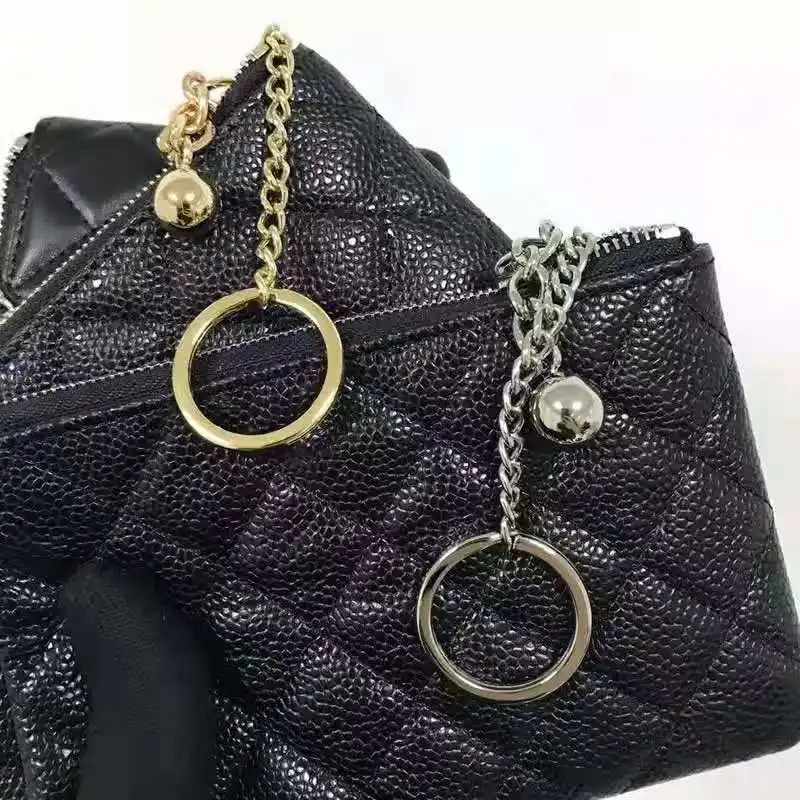 

High Quality Leather Ladies Wallet, Coin Purse, Small Zipper Wallet, Small Card Holder With Key Ring, With Box Free Shipping