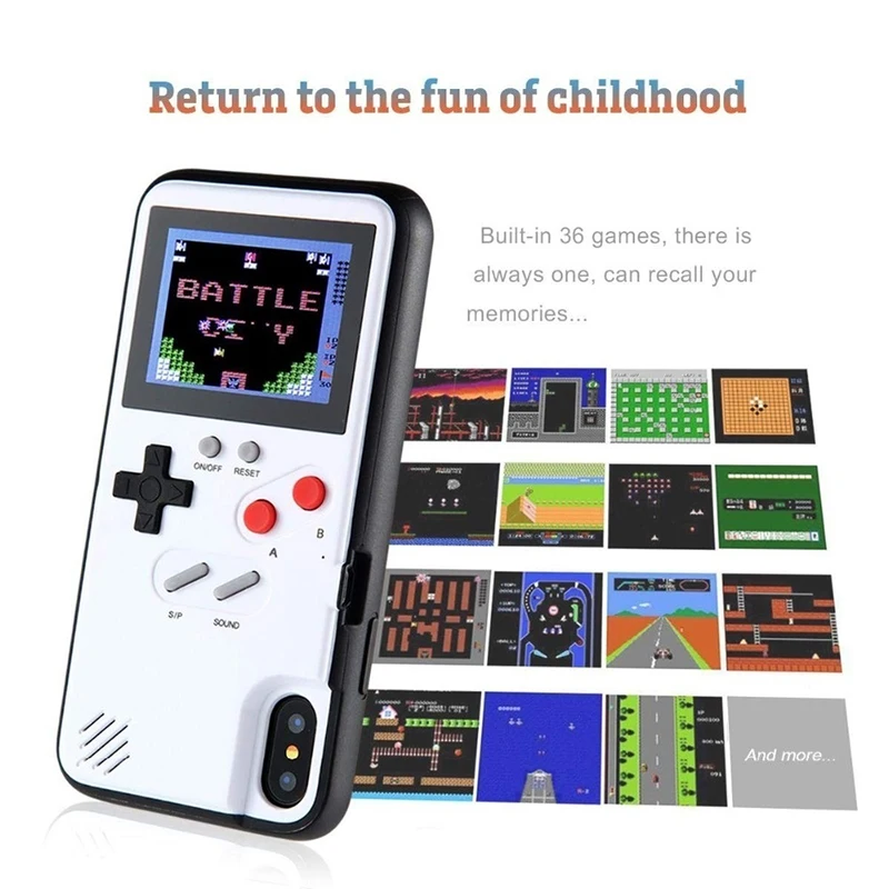 Цветной экран 3D чехол для телефона Gameboy iPhone XS 11 Pro MAX XR X SE 2020 8 7 6 S Plus чехлы с 36