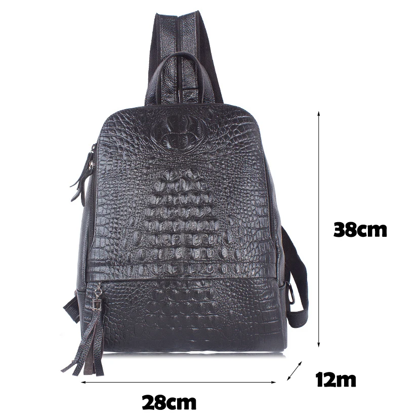Genuine Leather Alligator Women Backpacks New Luxury Brand Female Real Natural Leather Ladies Girl Student Casual Backpack