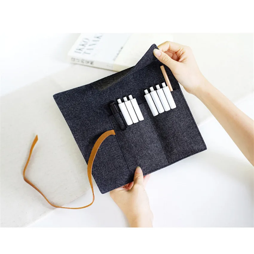 Простая винтажная фетровая бандажная сумка органайзер для хранения косметики