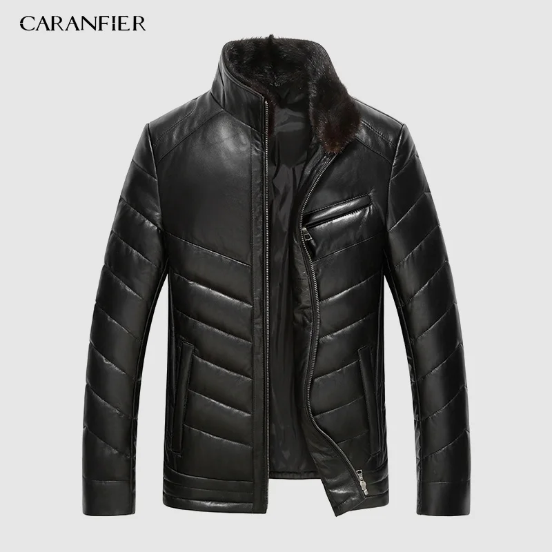 CARANFIER новые кожаные пуховики мужские из натуральной кожи высокого качества s