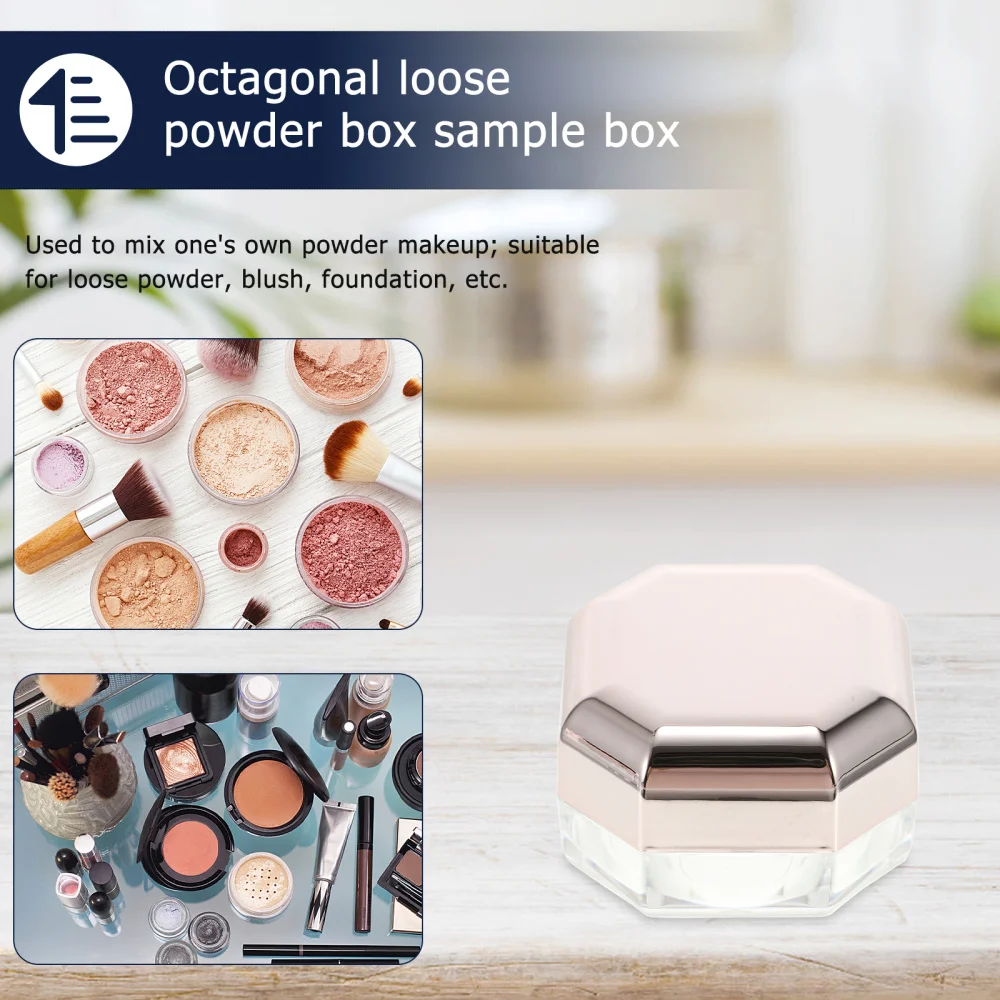 

4pcs Octagonal Portable Loose Powder Containers Makeup Powder Boxes (Rose Gold)