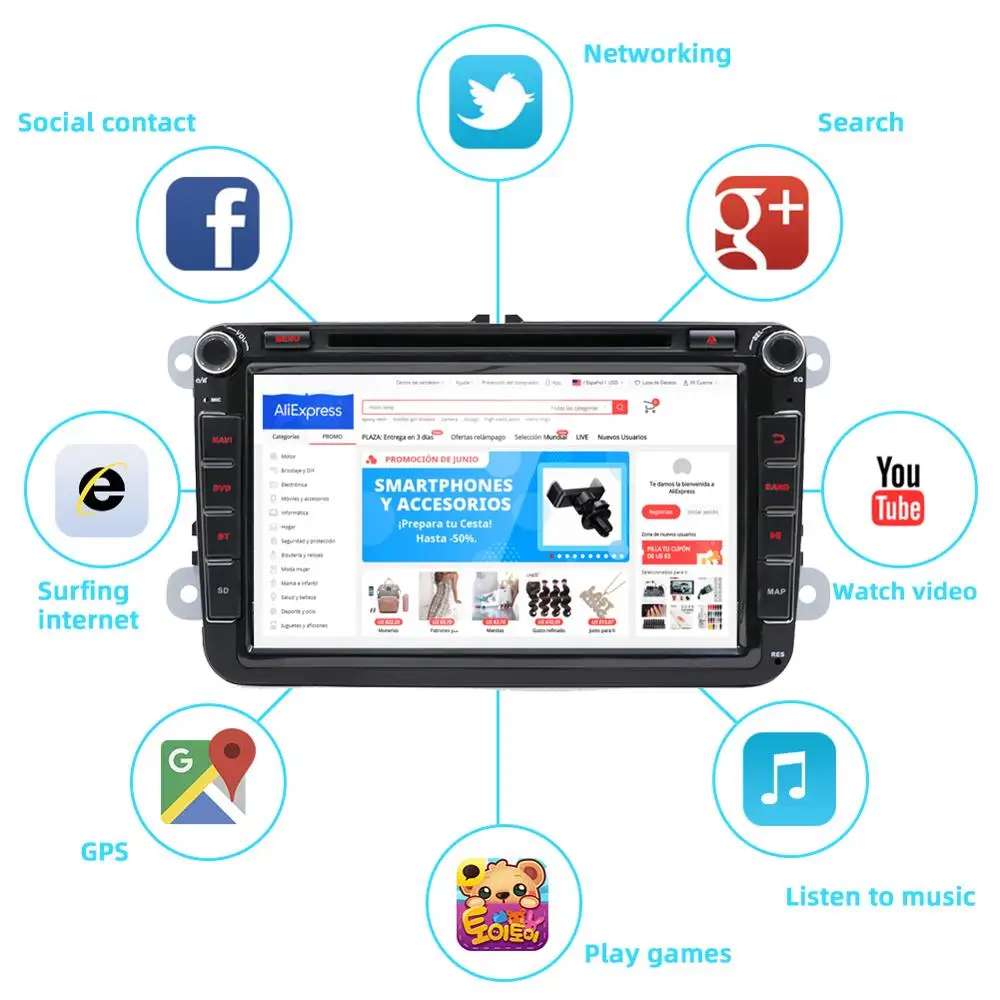 Автомобильный DVD плеер 2 Din мультимедийный видеоплеер на Android 10 8 дюймов с GPS