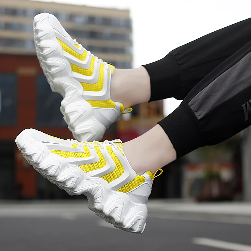 Модные мужские кроссовки для бега новинка Папины дышащая сетчатая мужская обувь