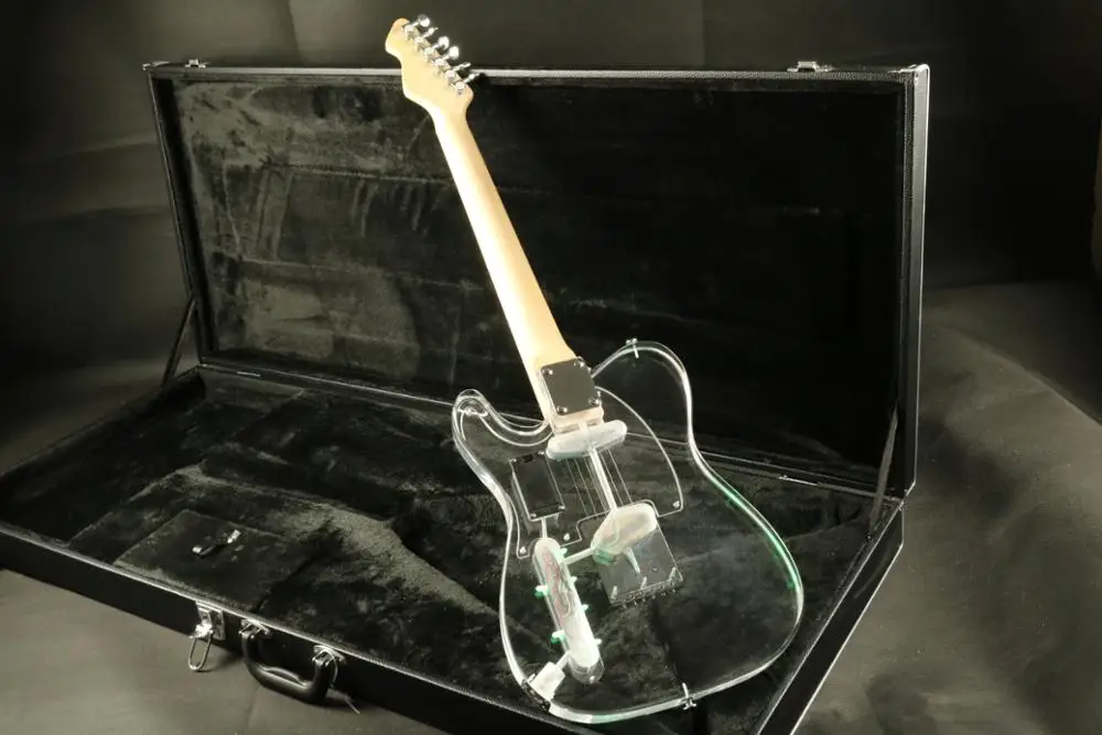 Акриловый корпус tl Электрогитара ra зеленая светодиодная лампа кленовый гриф