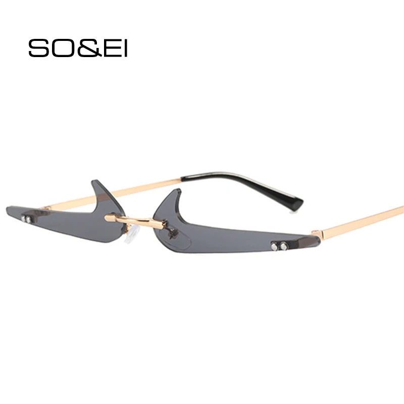 

SO&EI Fashion Unique Rimless Sunglasses Women Retro Clear Ocean Lens Shades UV400 Men Trending Blue Pink Sun Glasses