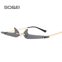 soei fashion unique rimless sunglasses women retro clear ocean lens shades uv400 men trending blue pink sun glasses