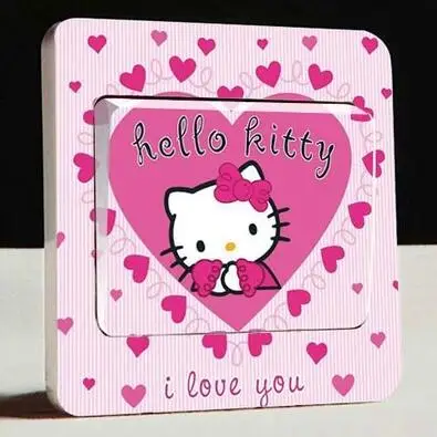 2 шт. список мультфильм hello kitty переключатель гнездо наклейки, украшенные сладкий дом Детская комната переключатель декоративные наклейки - Цвет: Светло-зеленый