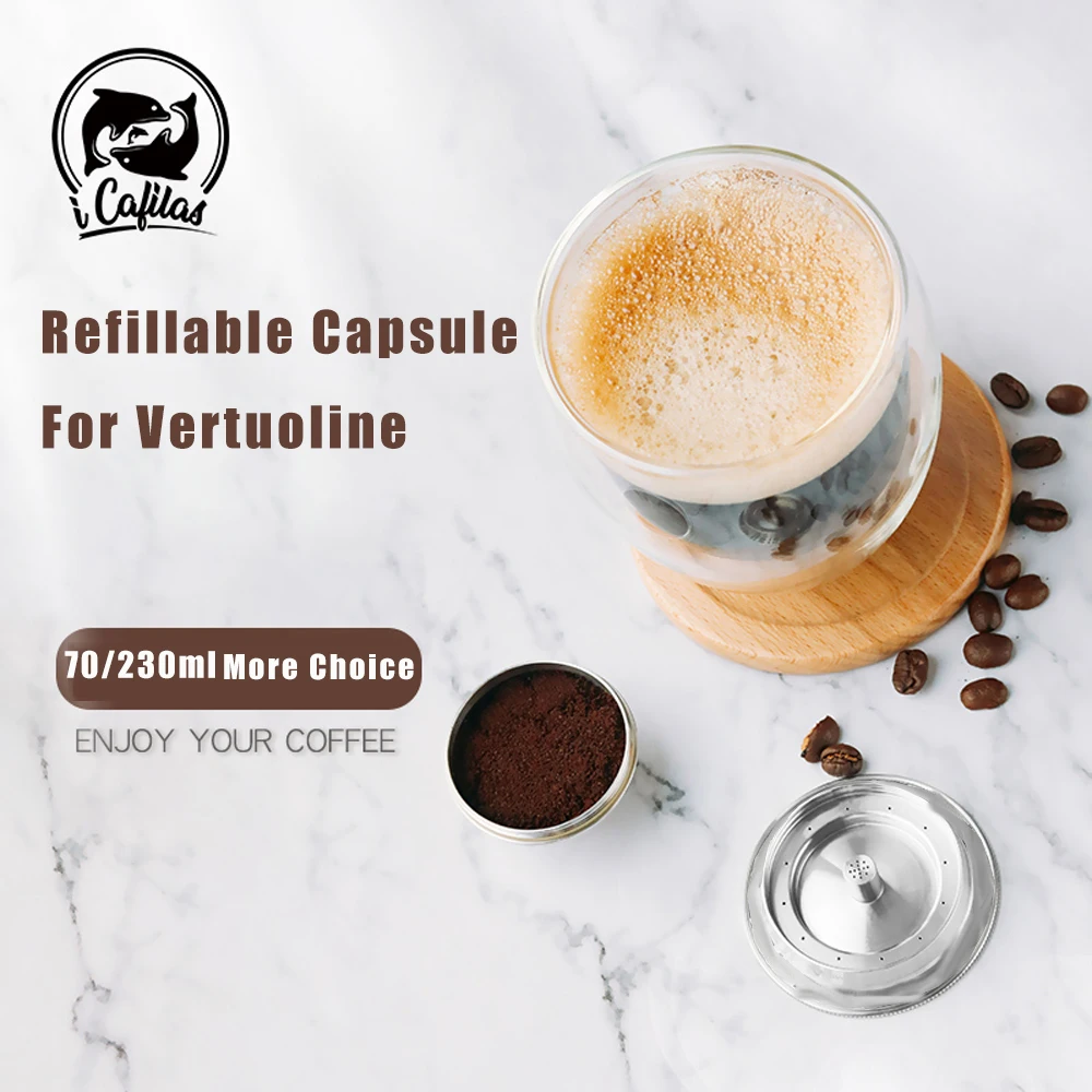 70/230 мл капсулы для кофе Nespresso Vertuo Vertuoline GCA1 и Delonghi ENV135 многоразовые фильтры из