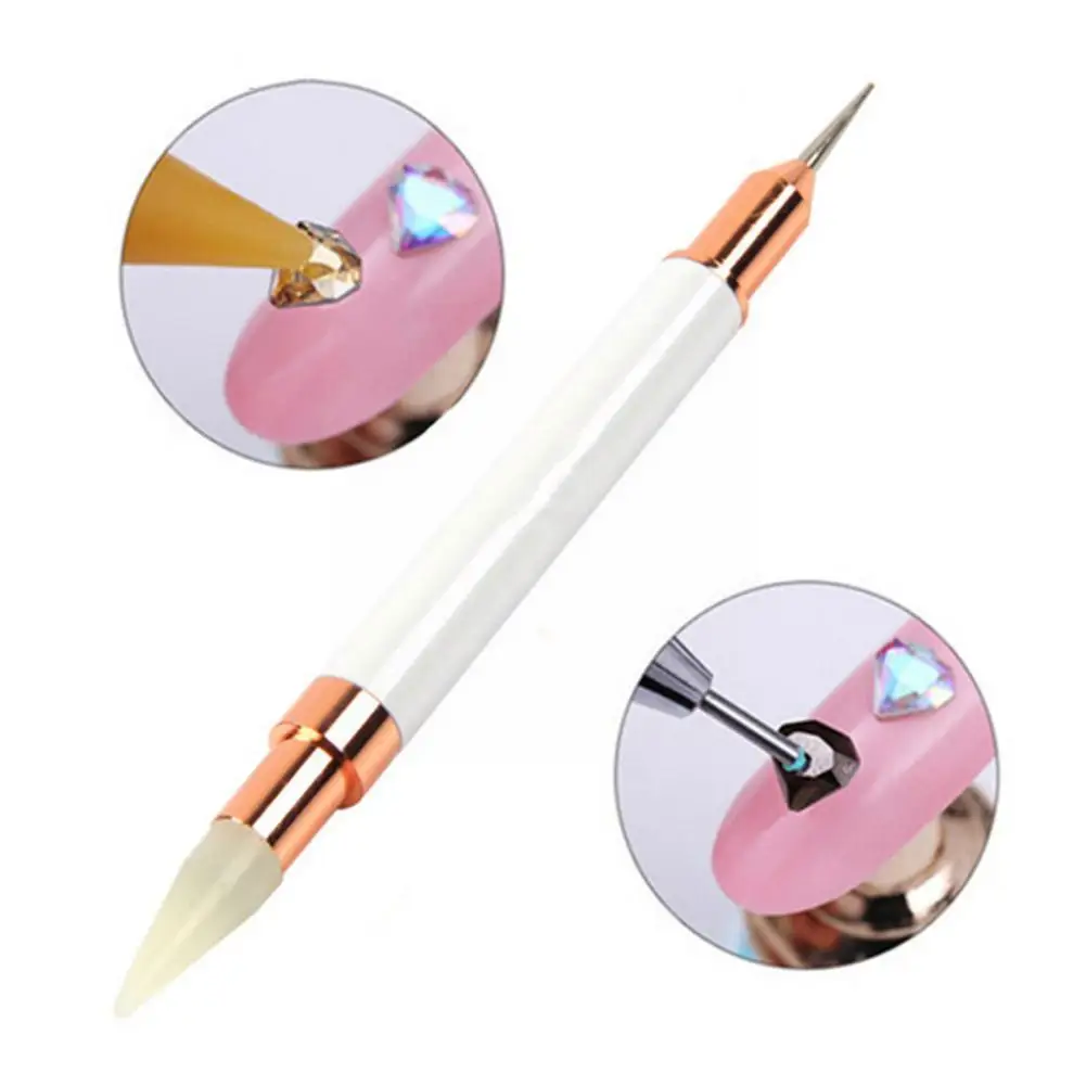 

Double- Nail Art Self-adhesive Wax Picking Up Acrylic Tips Tool Gem Polish Pen Uv Dotting Manicure Crystal 3d Brush Gel Q5w9