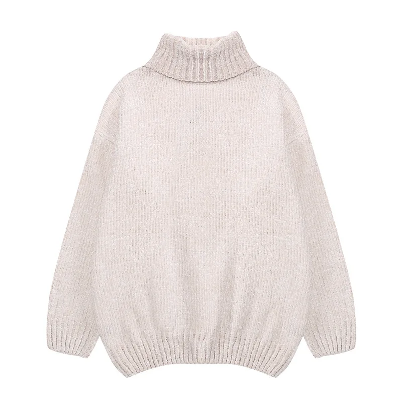 

Autumn/Winter Thick Knit Half-high Collar Pullover Long Sleeve Loose Fashion Solid Color Casual Warm Comfortable Knit Sweater