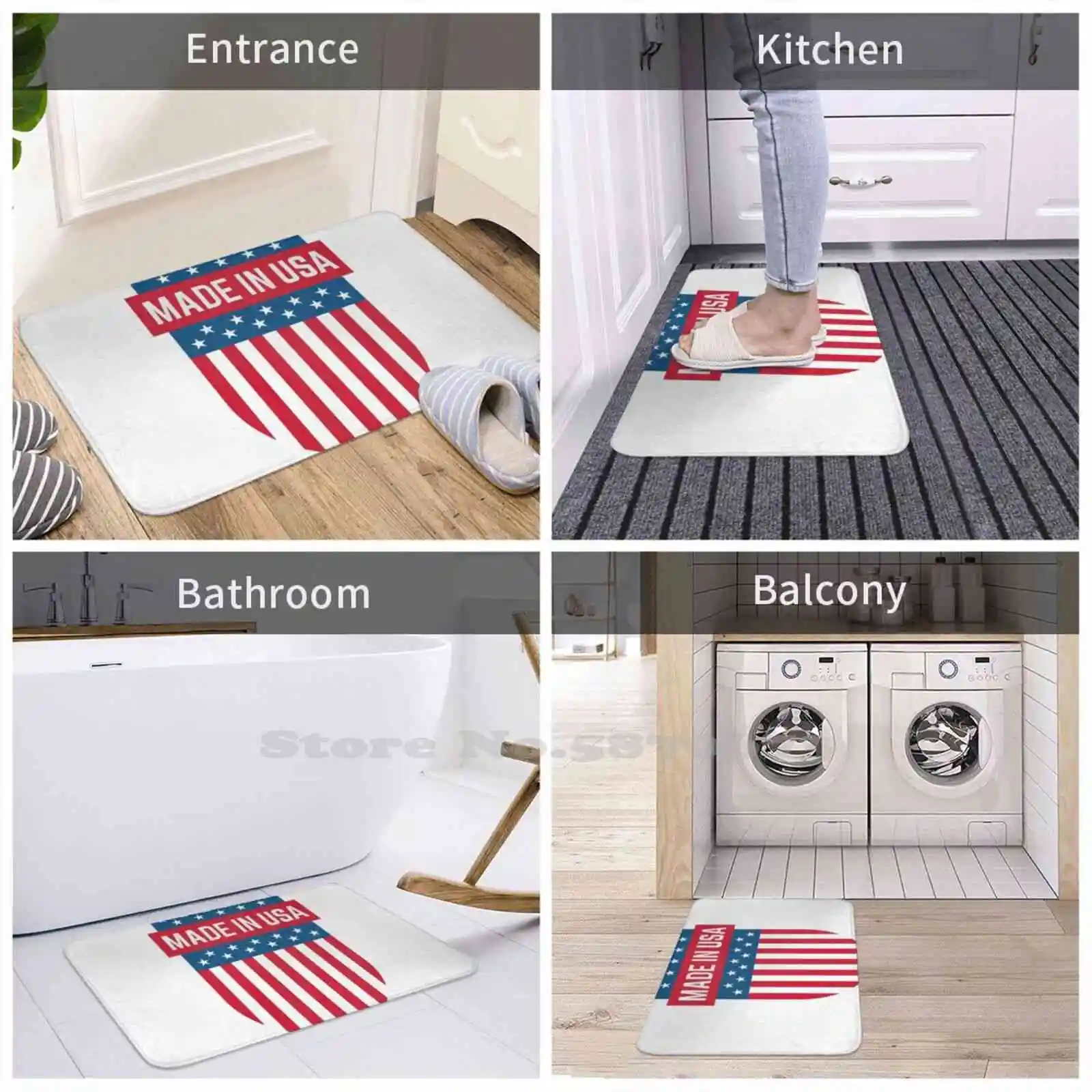 3D мягкий нескользящий коврик с американским флагом Сделано в США для ног