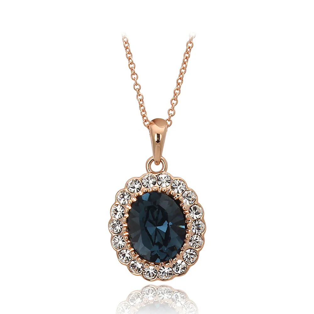 Fashion austrian crystal emerald ruby gemstones diamonds pendant necklaces for women rose gold choker vintage jewelry bijoux | Украшения и