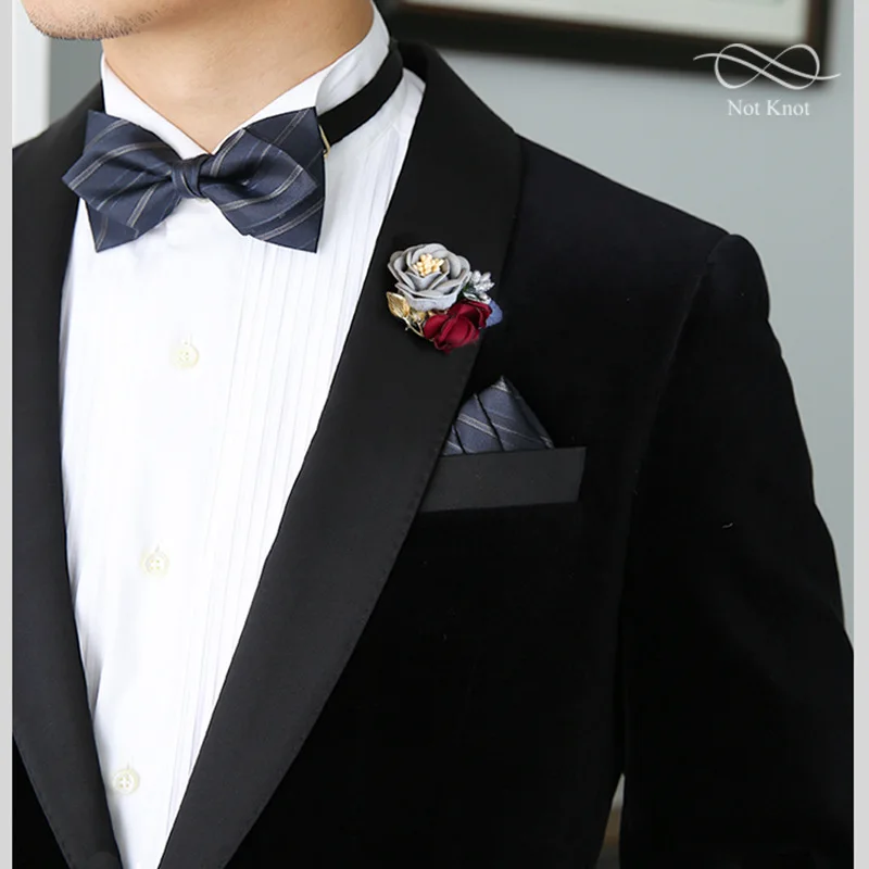 

Свадебный галстук-бабочка лучший мужской шелковый синий саржевый Подарочная коробка мужской галстук-бабочка карманный набор полотенец га...