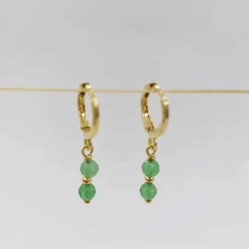 

Faceted Emerald Bar Earrings Simple Classic Drop Dangle Pendant Charms 14K Gold Filled Hoops For Delicate Elegant Women Earrings