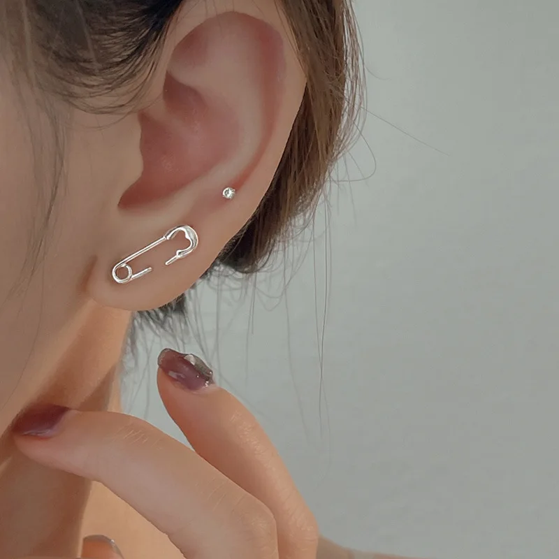 

925 Sterling Silver Geometric Stud Earring For Women Party Birthday Jewelry Gift Pendientes Trendy eh1663