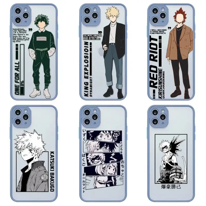 

My Hero Academia Deku Bakugou Boku No Hero Transparent Light gray Phone Case For iphone 13 12 11 Pro Max Mini XS 8 7 Plus SE XR