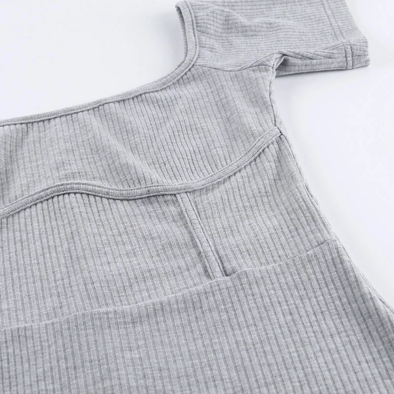 

WannaThis Sexy Short Sleeve Jumpsuit Casual Fitness Bodycon Women Romper Playsuit Rib knit Streetwear Jumpsuit Skinny Elastic