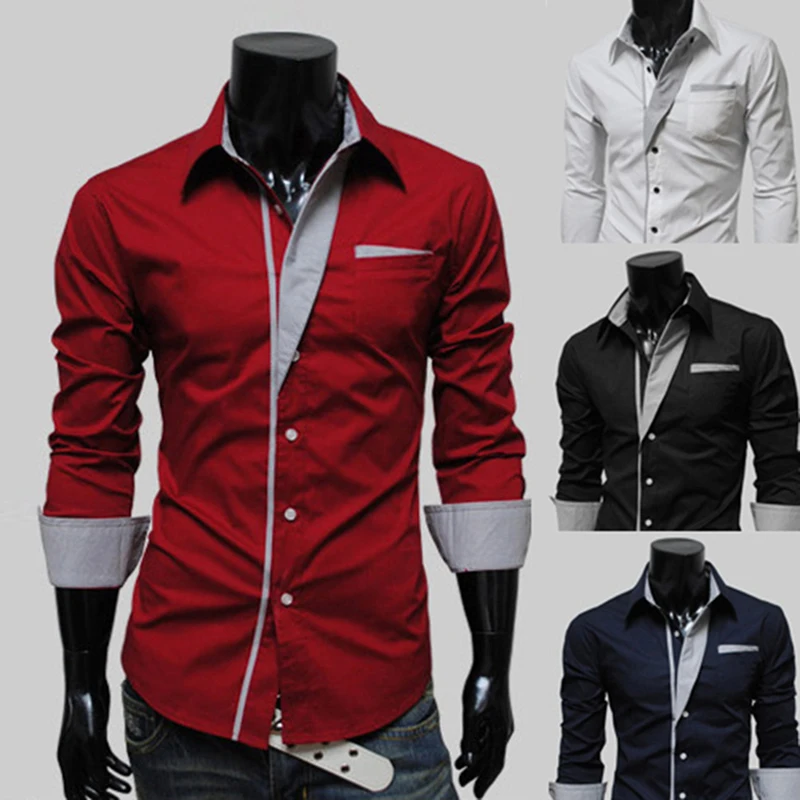 

Fashion Men Casual Shirts Plus Size 3XL Spring Autumn Slim Fit Long Sleeve Shirt Man Male White Shirt Tops Men's Clothing