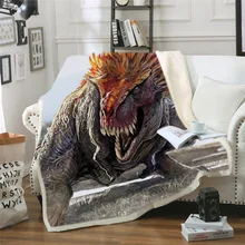 Постельное белье с динозавром пушистое одеяло мягкое Юрского